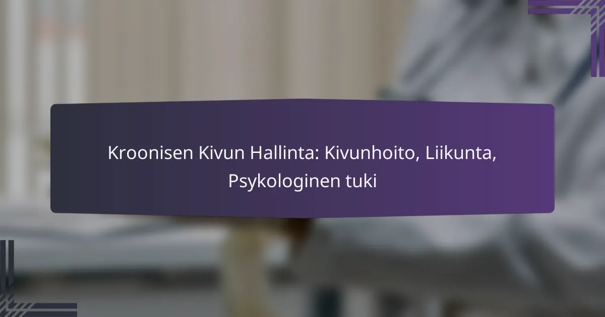 Kroonisen Kivun Hallinta: Kivunhoito, Liikunta, Psykologinen tuki